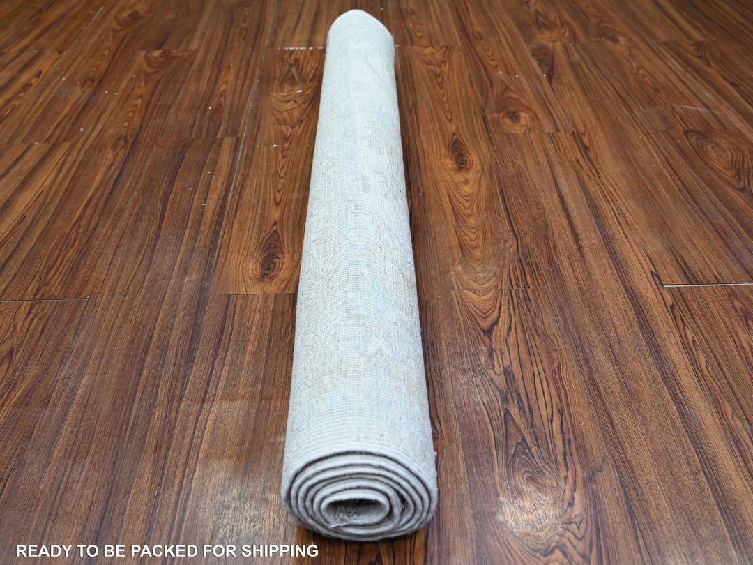 3'9" x 5'7" New Hand Knotted Ivory Wool Rectangle Oriental Rug - MOA10274782