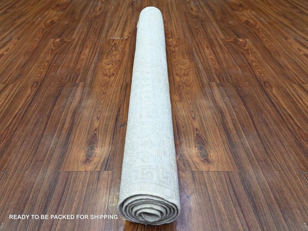 3'10" x 5'7" New Hand Knotted Ivory Wool Rectangle Oriental Rug - MOA10274786