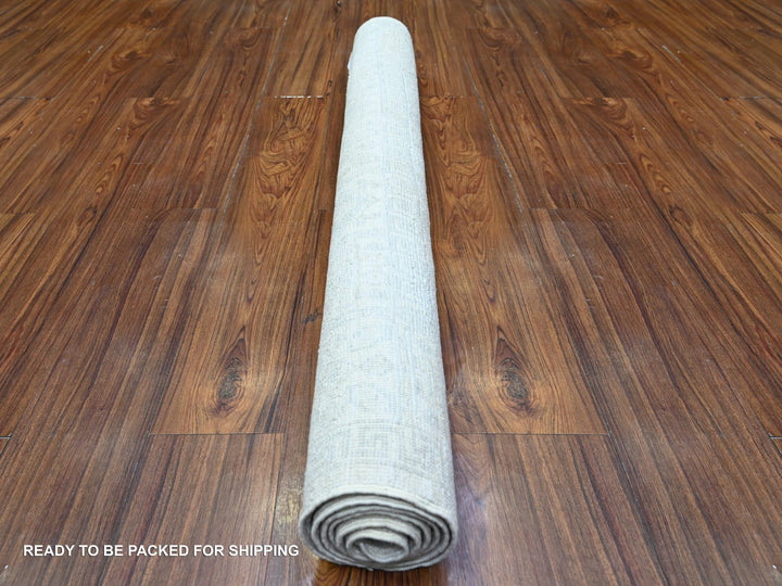 3'10" x 5'7" New Hand Knotted Ivory Wool Rectangle Oriental Rug - MOA10274786