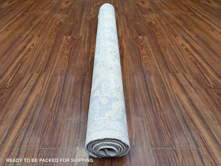 4'1" x 5'8" New Hand Knotted Ivory Wool Rectangle Oriental Rug - MOA10274788
