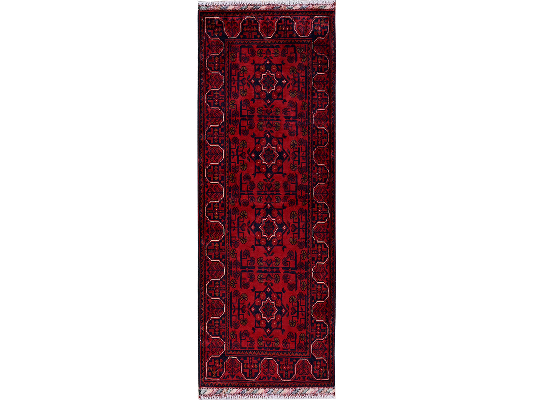 1'10" x 5'0" New Hand Knotted Red Wool Runner Oriental Rug - MOA102747