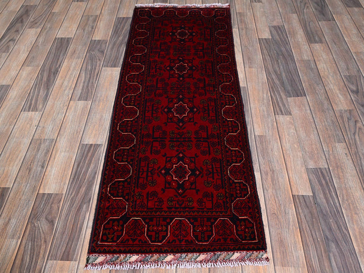 1'10" x 5'0" New Hand Knotted Red Wool Runner Oriental Rug - MOA102747
