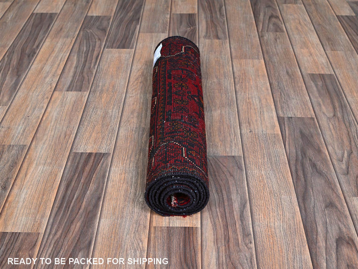 1'10" x 5'0" New Hand Knotted Red Wool Runner Oriental Rug - MOA102747