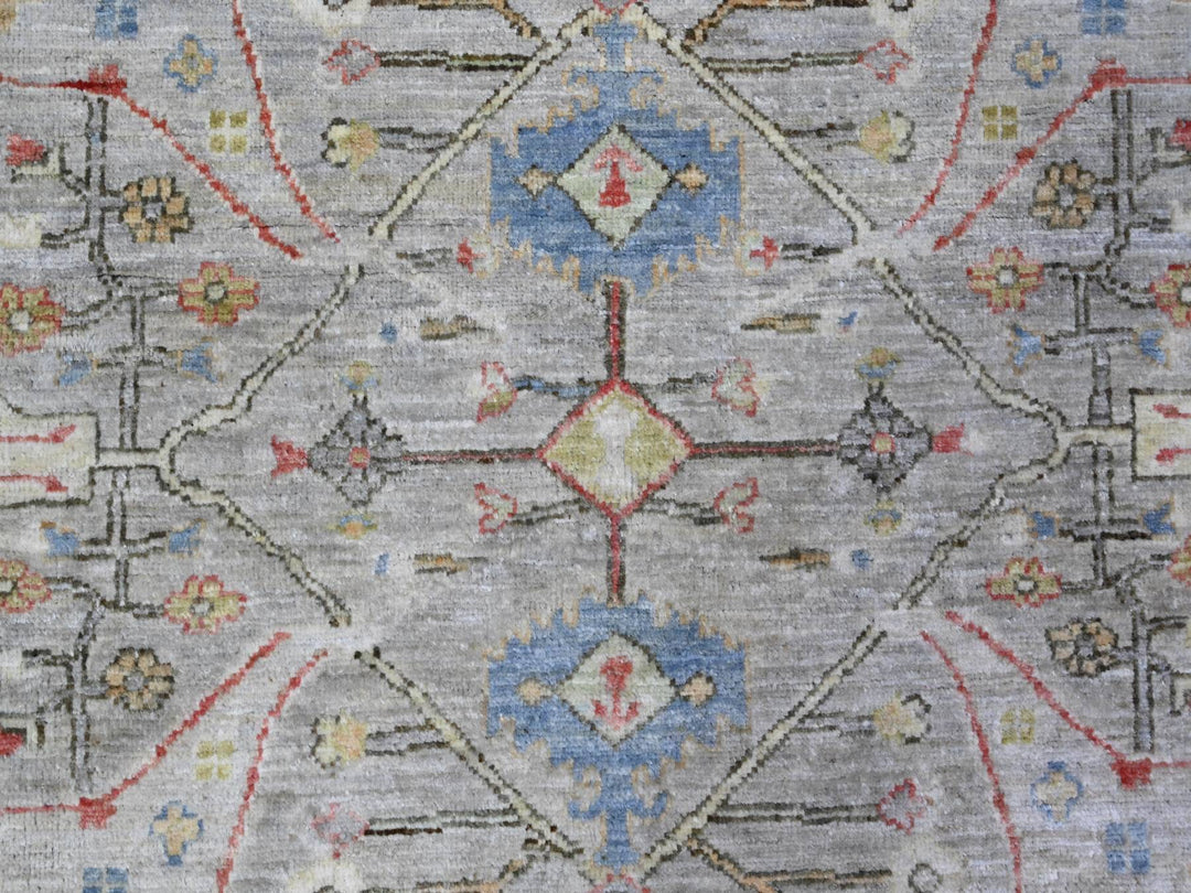 8'0" x 8'0" New Hand Knotted Grey Wool Round Oriental Rug - MOA10274820