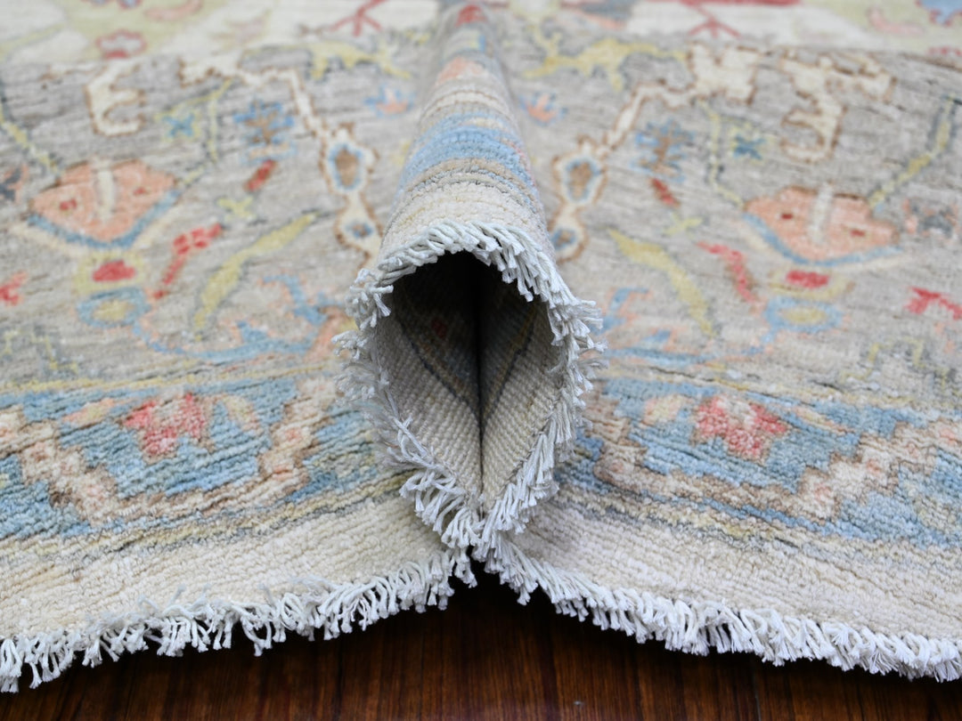 7'11" x 8'0" New Hand Knotted Ivory Wool Round Oriental Rug - MOA10274821