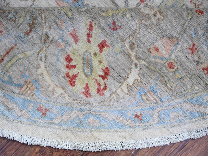 7'11" x 8'0" New Hand Knotted Ivory Wool Round Oriental Rug - MOA10274821
