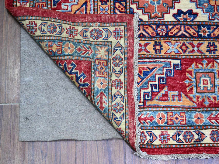 7'0" x 9'11" New Hand Knotted Red Wool Rectangle Oriental Rug - MOA10274823