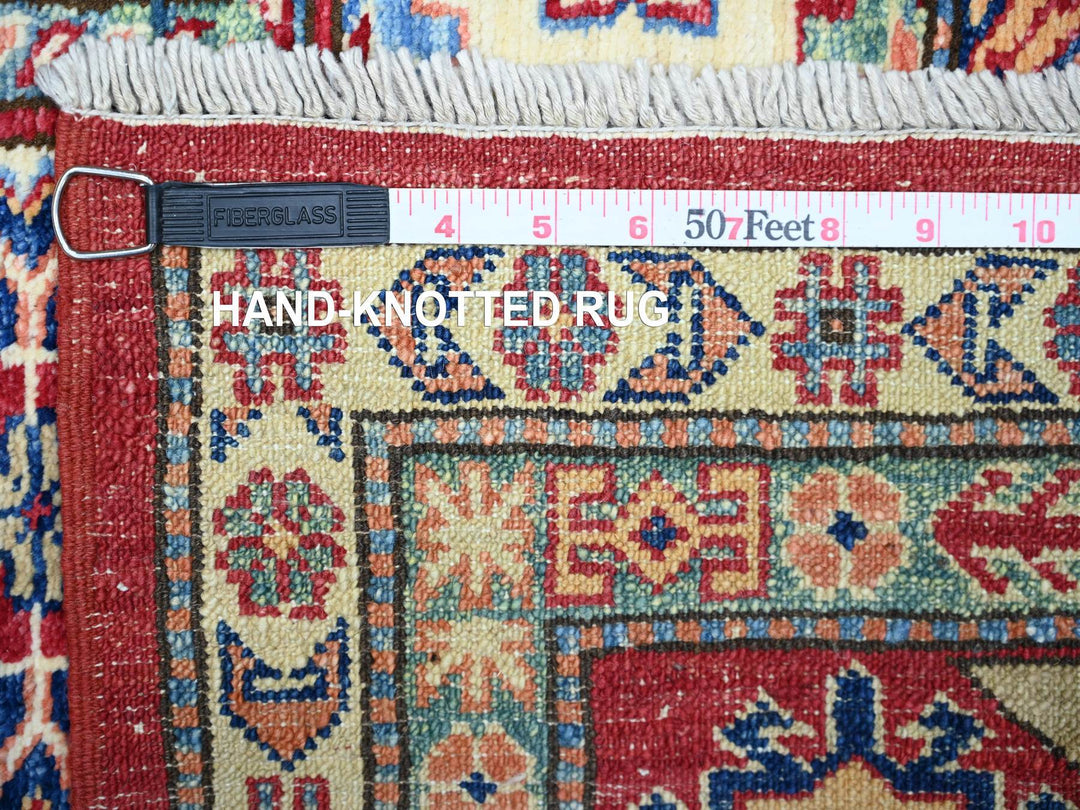 7'0" x 9'11" New Hand Knotted Red Wool Rectangle Oriental Rug - MOA10274823