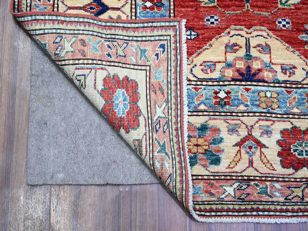 6'8" x 9'10" New Hand Knotted Red Wool Rectangle Oriental Rug - MOA10274824