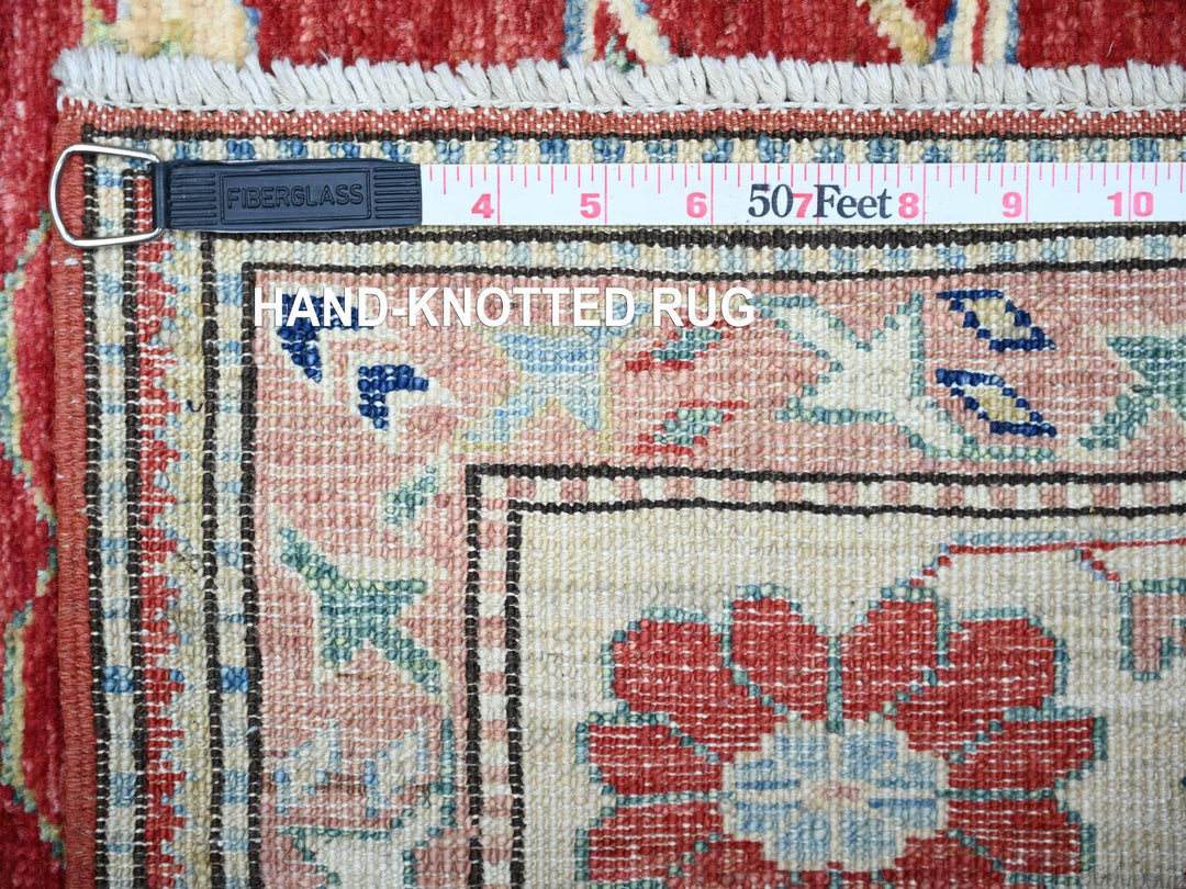 6'8" x 9'10" New Hand Knotted Red Wool Rectangle Oriental Rug - MOA10274824