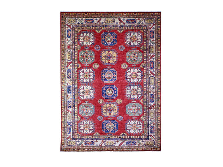 6'11" x 9'8" New Hand Knotted Red Wool Rectangle Oriental Rug - MOA10274825