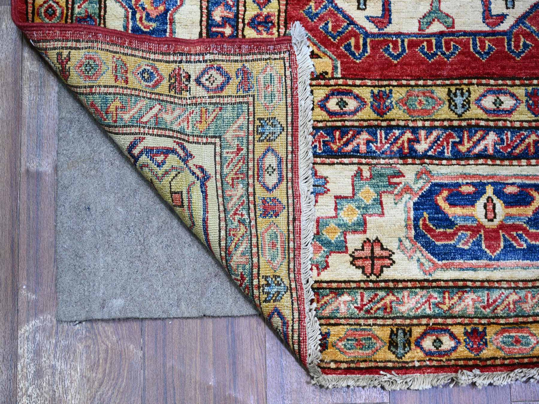 6'11" x 9'8" New Hand Knotted Red Wool Rectangle Oriental Rug - MOA10274825