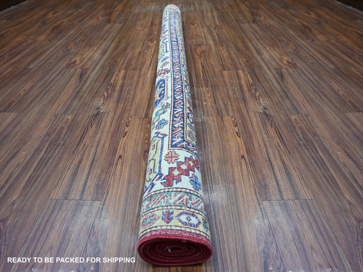 6'11" x 9'8" New Hand Knotted Red Wool Rectangle Oriental Rug - MOA10274825