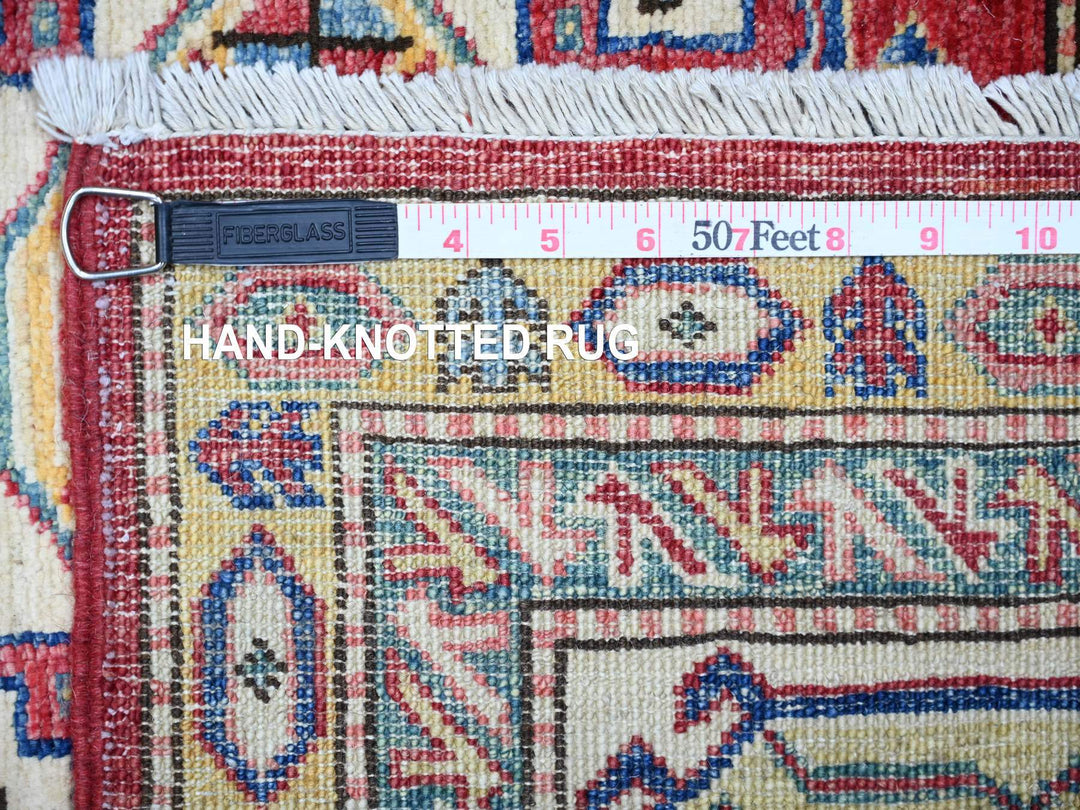 6'11" x 9'8" New Hand Knotted Red Wool Rectangle Oriental Rug - MOA10274825