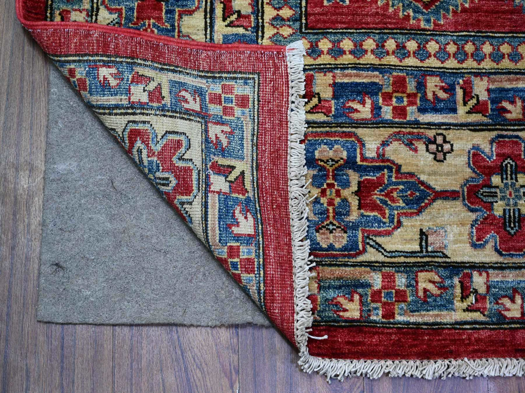 6'9" x 9'9" New Hand Knotted Red Wool Rectangle Oriental Rug - MOA10274826