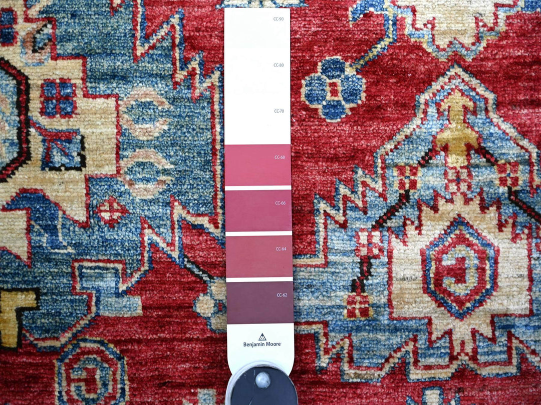 6'9" x 9'9" New Hand Knotted Red Wool Rectangle Oriental Rug - MOA10274826