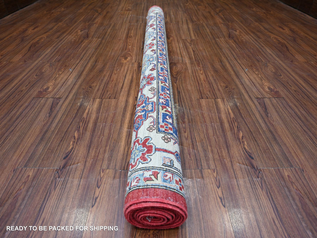 6'9" x 9'9" New Hand Knotted Red Wool Rectangle Oriental Rug - MOA10274826