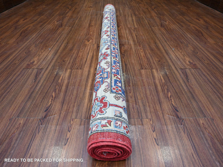 6'9" x 9'9" New Hand Knotted Red Wool Rectangle Oriental Rug - MOA10274826