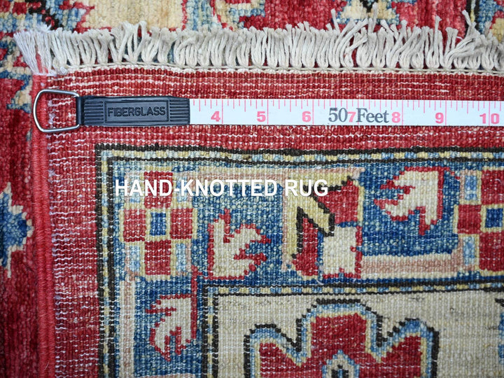 6'9" x 9'9" New Hand Knotted Red Wool Rectangle Oriental Rug - MOA10274826