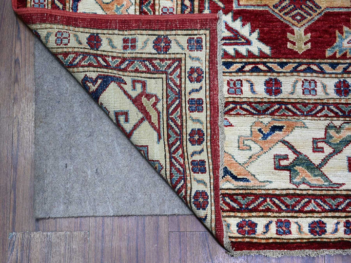 6'11" x 9'11" New Hand Knotted Red Wool Rectangle Oriental Rug - MOA10274829