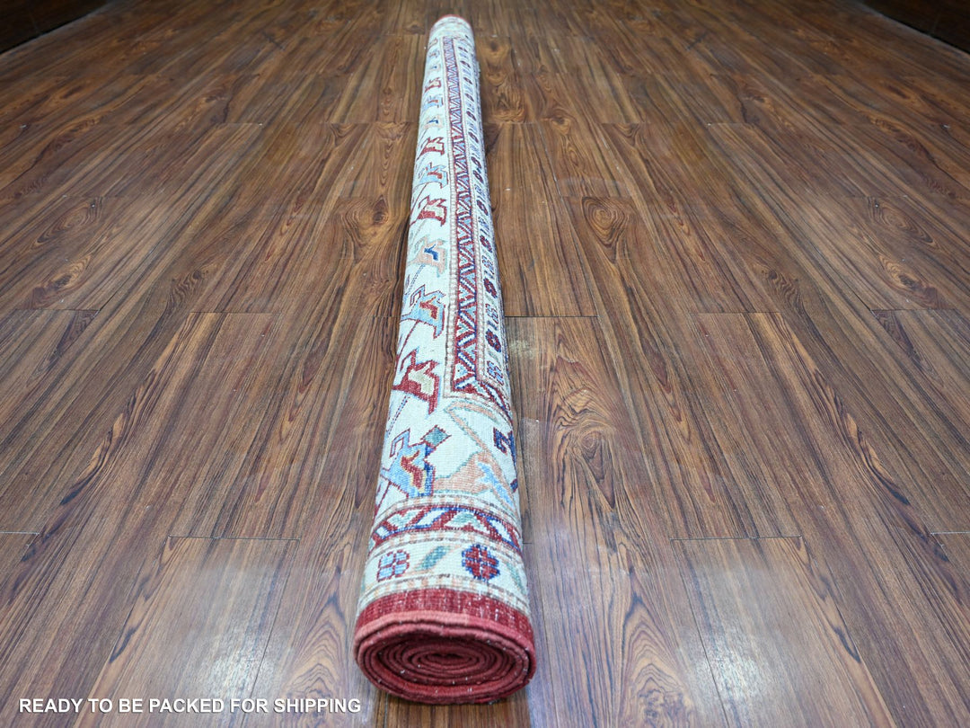 6'11" x 9'11" New Hand Knotted Red Wool Rectangle Oriental Rug - MOA10274829
