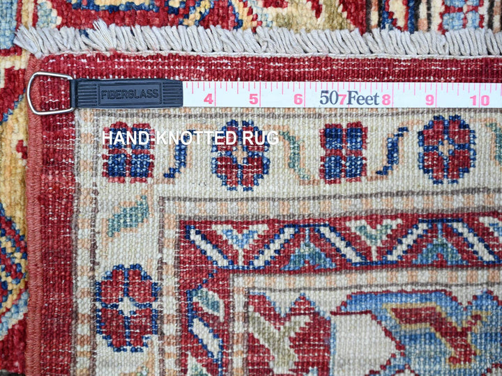 6'11" x 9'11" New Hand Knotted Red Wool Rectangle Oriental Rug - MOA10274829