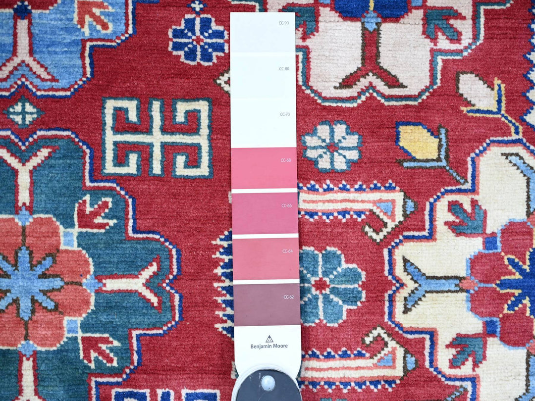 6'4" x 9'4" New Hand Knotted Red Wool Rectangle Oriental Rug - MOA10274834