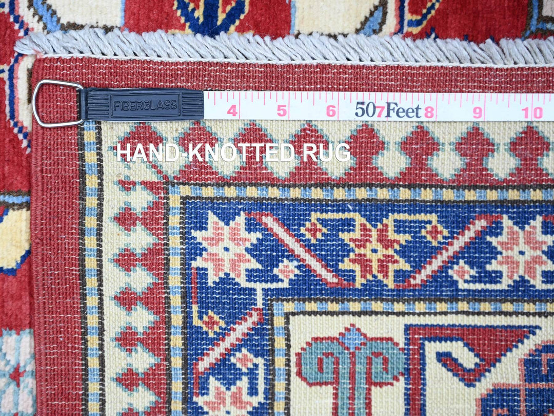 6'4" x 9'4" New Hand Knotted Red Wool Rectangle Oriental Rug - MOA10274834