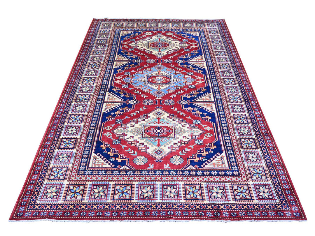 5'8" x 8'1" New Hand Knotted Red Wool Rectangle Oriental Rug - MOA10274836