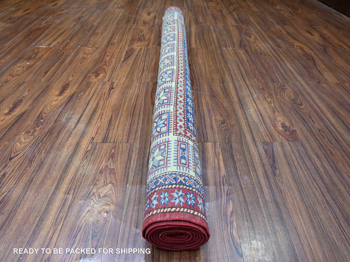 5'8" x 8'1" New Hand Knotted Red Wool Rectangle Oriental Rug - MOA10274836