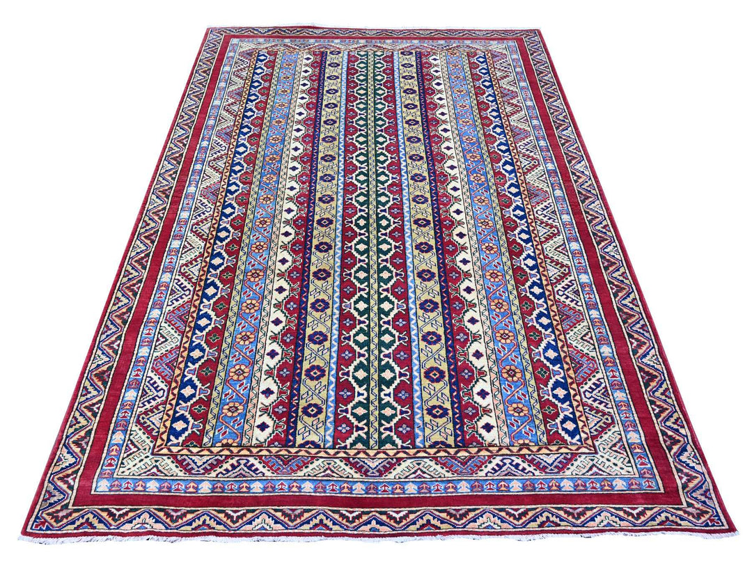 5'4" x 7'7" New Hand Knotted Red Wool Rectangle Oriental Rug - MOA10274838