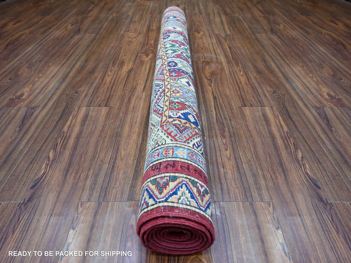 5'4" x 7'7" New Hand Knotted Red Wool Rectangle Oriental Rug - MOA10274838