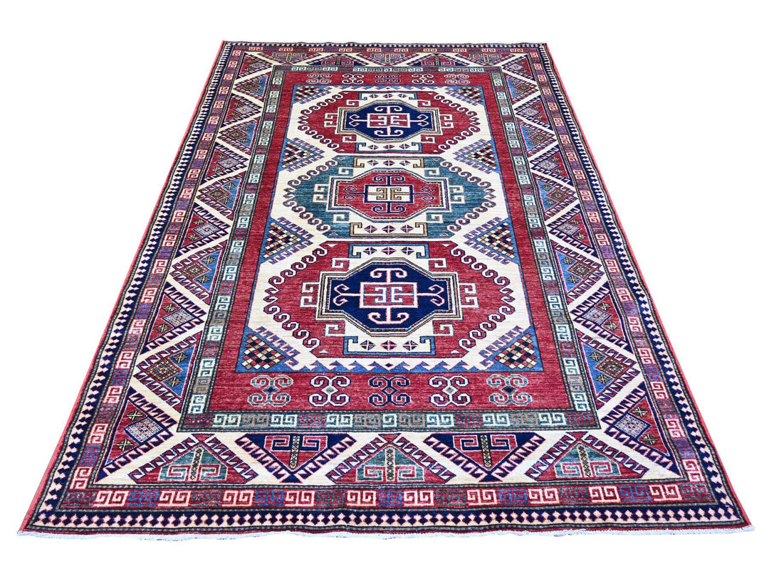 5'9" x 8'0" New Hand Knotted Ivory Wool Rectangle Oriental Rug - MOA10274839