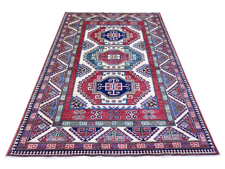 5'9" x 8'0" New Hand Knotted Ivory Wool Rectangle Oriental Rug - MOA10274839