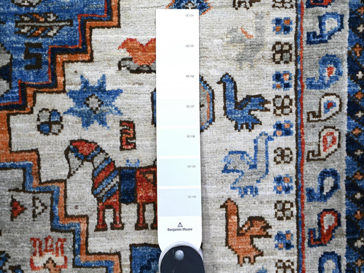 4'2" x 11'4" New Hand Knotted Ivory Wool Runner Oriental Rug - MOA10274845