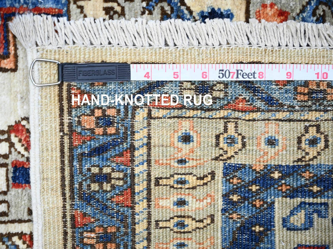 4'2" x 11'4" New Hand Knotted Ivory Wool Runner Oriental Rug - MOA10274845