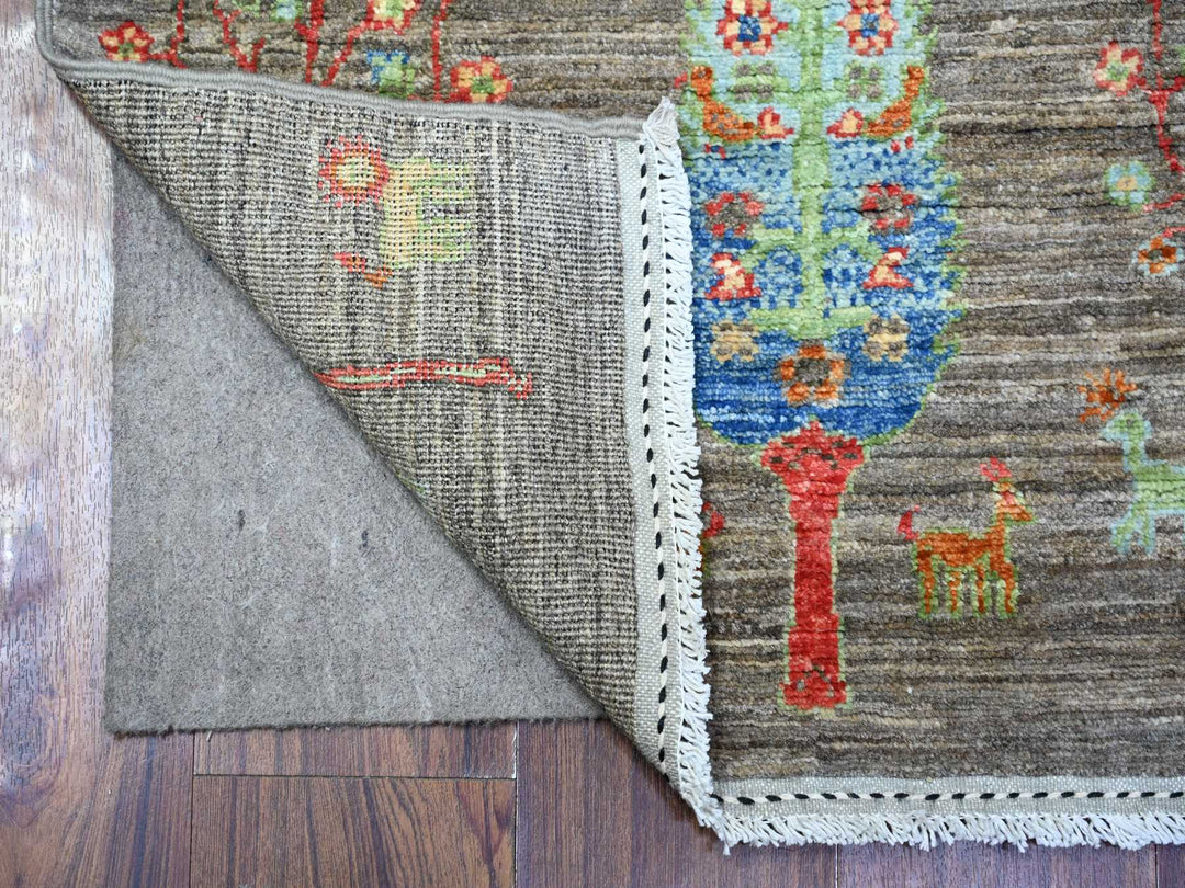 2'5" x 11'2" New Hand Knotted Grey Wool Runner Oriental Rug - MOA10274852