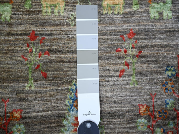 2'5" x 11'2" New Hand Knotted Grey Wool Runner Oriental Rug - MOA10274852