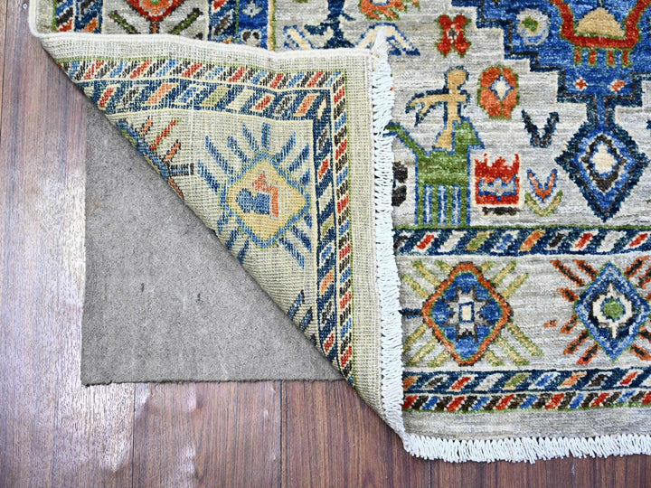 4'1" x 6'2" New Hand Knotted Grey Wool Rectangle Oriental Rug - MOA10274854