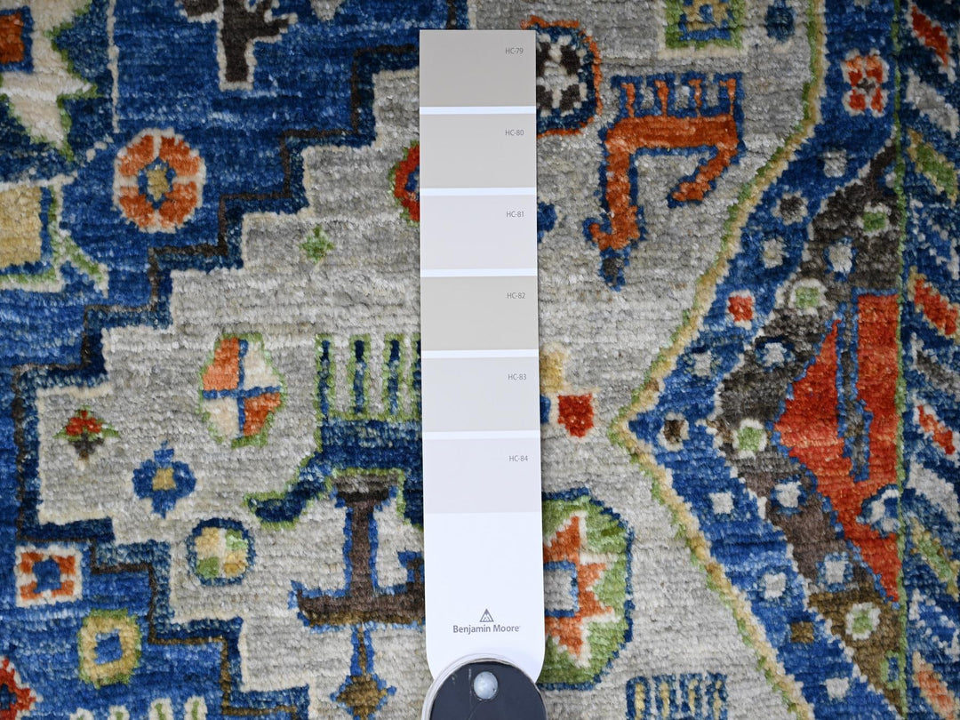 4'1" x 6'2" New Hand Knotted Grey Wool Rectangle Oriental Rug - MOA10274854