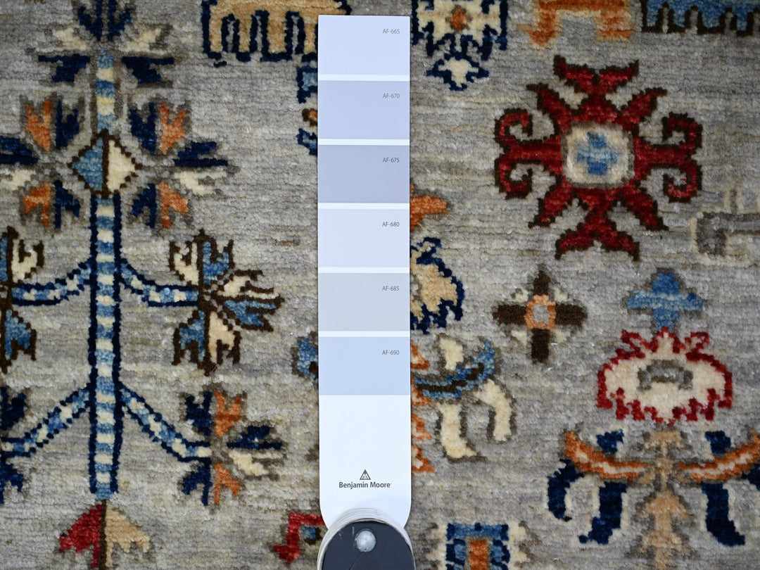 3'11" x 5'11" New Hand Knotted Grey Wool Rectangle Oriental Rug - MOA10274858