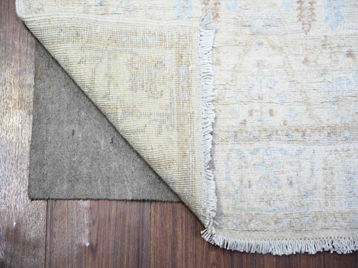 2'4" x 10'2" New Hand Knotted Ivory Wool Runner Oriental Rug - MOA10274874