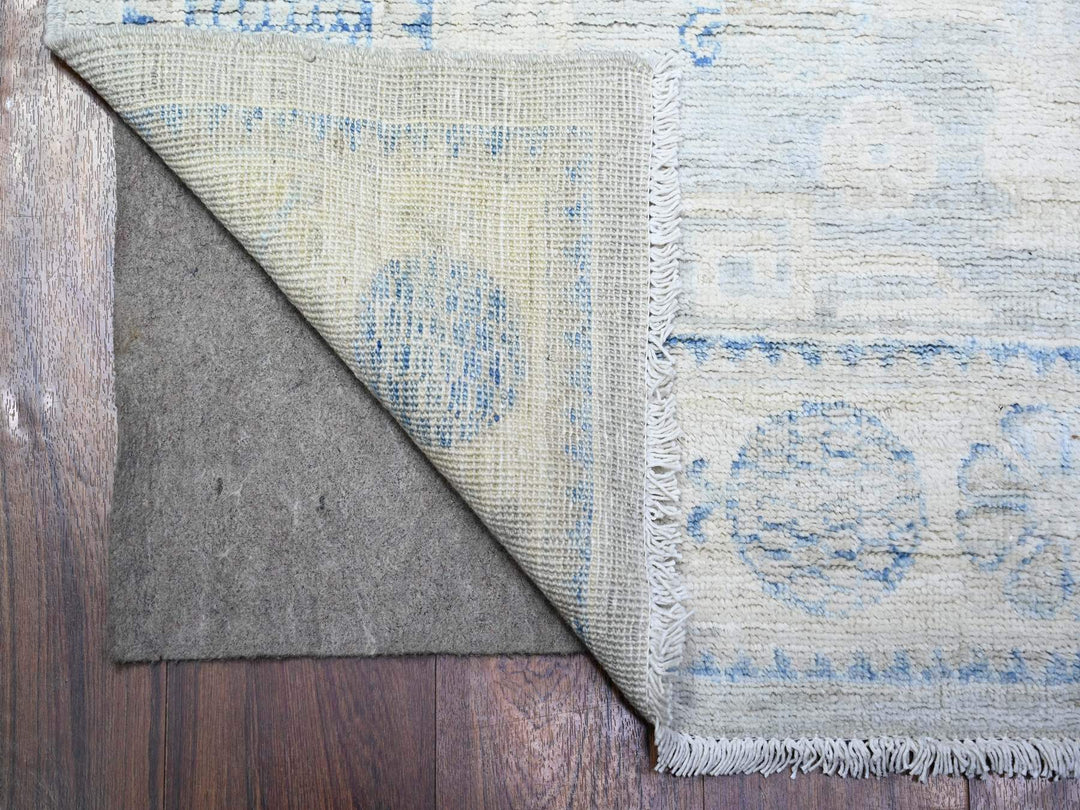 3'11" x 12'1" New Hand Knotted Grey Wool Runner Oriental Rug - MOA10274877