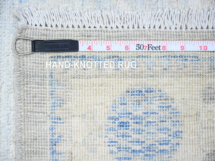 3'11" x 12'1" New Hand Knotted Grey Wool Runner Oriental Rug - MOA10274877