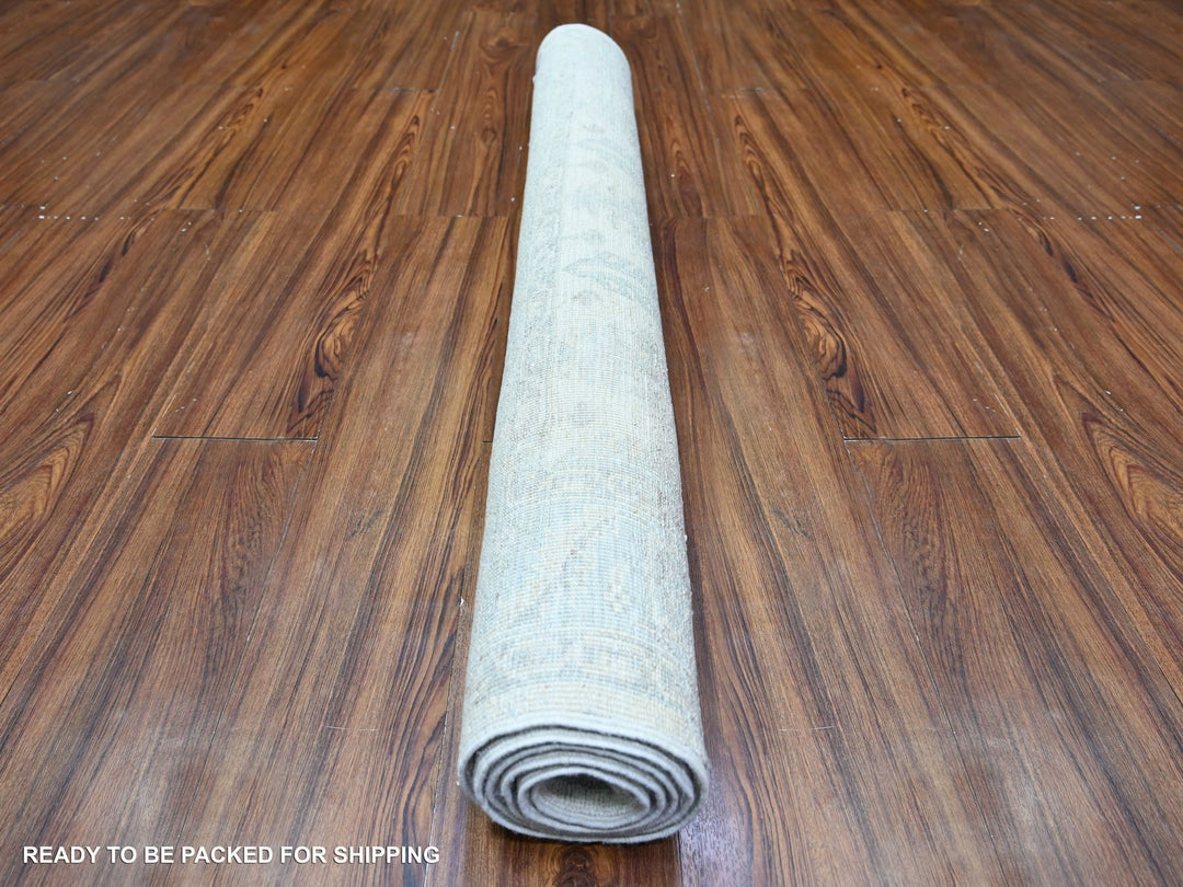 3'10" x 5'8" New Hand Knotted Ivory Wool Rectangle Oriental Rug - MOA10274879