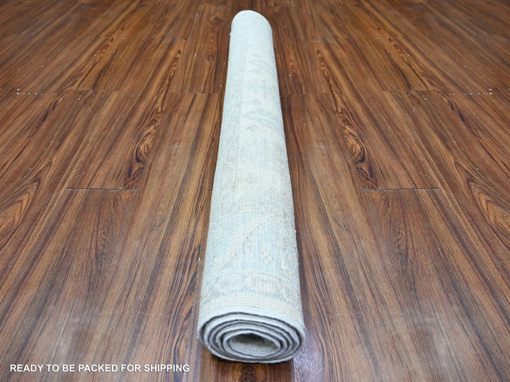 3'10" x 5'8" New Hand Knotted Ivory Wool Rectangle Oriental Rug - MOA10274879