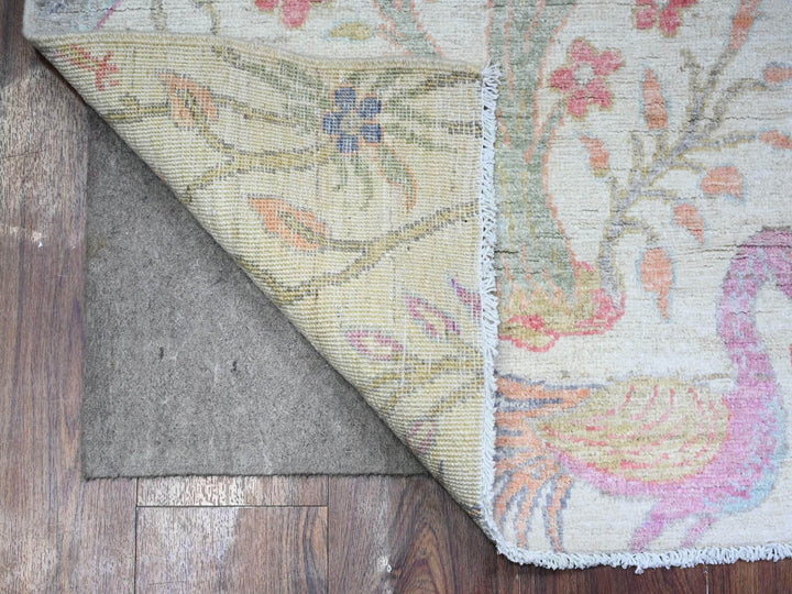 5'11" x 6'0" New Hand Knotted Ivory Wool Square Oriental Rug - MOA10274888