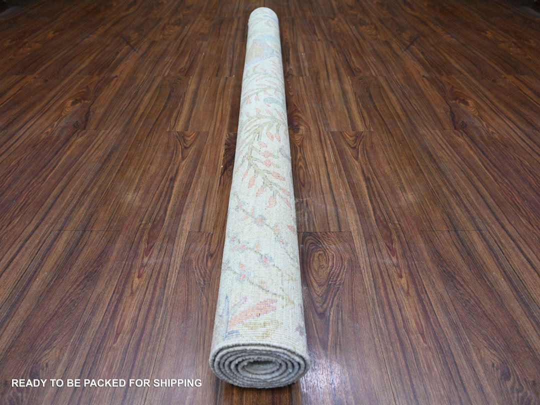 5'11" x 6'0" New Hand Knotted Ivory Wool Square Oriental Rug - MOA10274888
