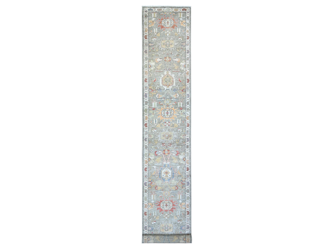 2'5" x 15'11" New Hand Knotted Green Wool Runner Oriental Rug - MOA10274889