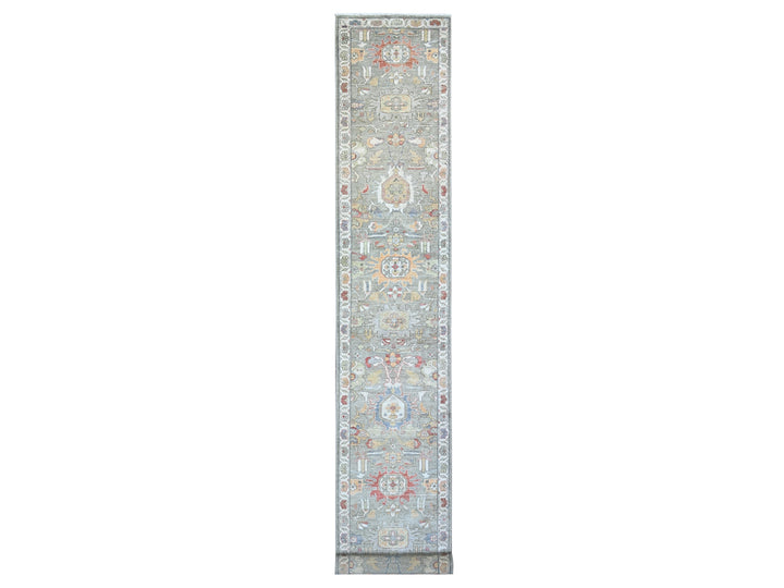 2'5" x 15'11" New Hand Knotted Green Wool Runner Oriental Rug - MOA10274889